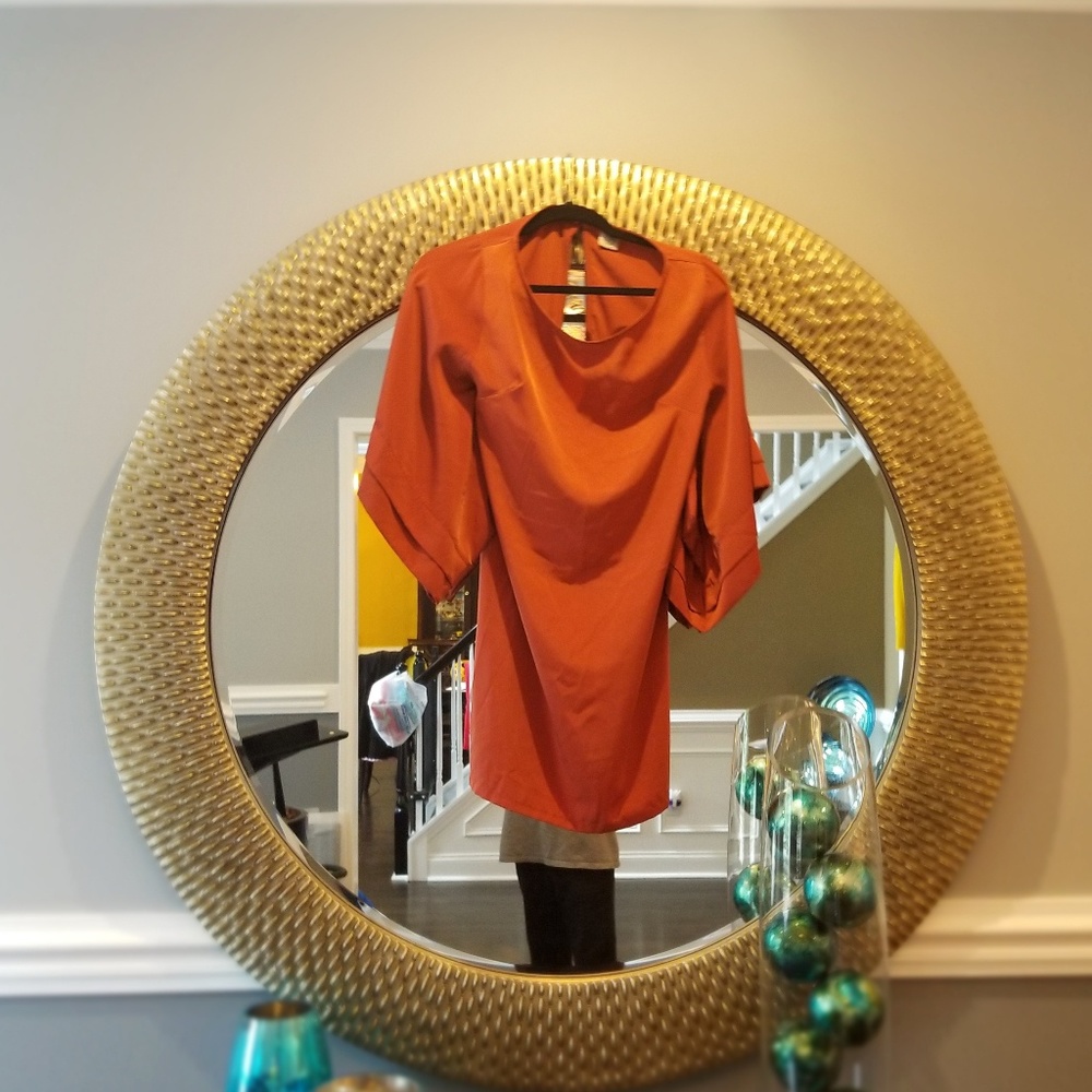 Rust color flare sleeve dress